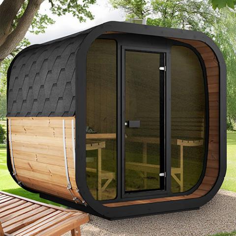 SaunaLife 7 Person Luxury Outdoor Cube Sauna CL7G - West Coast Saunas - Model CL7G