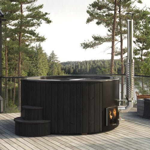 SaunaLife Model S6B Soak Series Home Wood-Burning Hot Tub, Black, Up to 7 Persons - West Coast Saunas - SL-MODELS6B