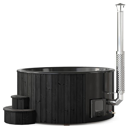 SaunaLife Model S6B Soak Series Home Wood-Burning Hot Tub, Black, Up to 7 Persons - West Coast Saunas - SL-MODELS6B