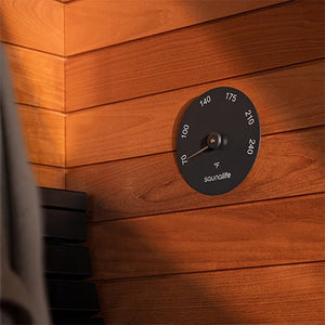 SaunaLife SaunaGear Thermometer Fahrenheit Thermometer, Round - West Coast Saunas - SAUNAGEAR THERMOMETER BK