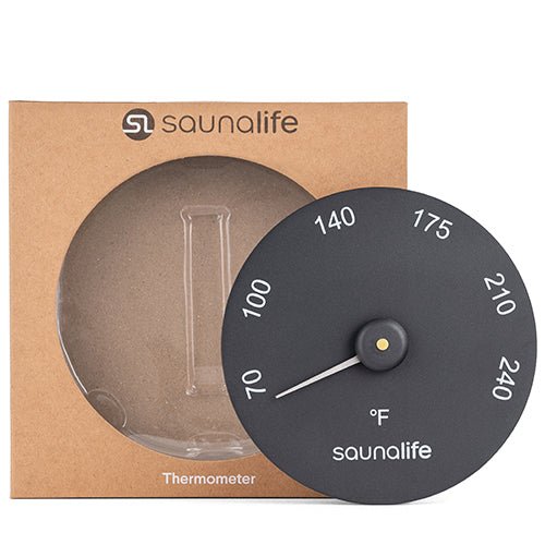 SaunaLife SaunaGear Thermometer Fahrenheit Thermometer, Round - West Coast Saunas - SAUNAGEAR THERMOMETER BK