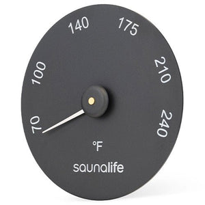 SaunaLife SaunaGear Thermometer Fahrenheit Thermometer, Round - West Coast Saunas - SAUNAGEAR THERMOMETER BK
