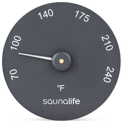 SaunaLife SaunaGear Thermometer Fahrenheit Thermometer, Round - West Coast Saunas - SAUNAGEAR THERMOMETER BK