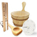 SaunaLife Wooden Sauna Bucket, Ladle, Timer and Thermometer - West Coast Saunas - ACCPKG-1