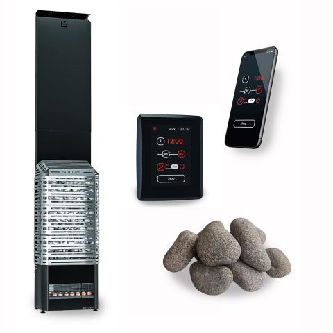 Saunum AIR 10 Stainless Steel WiFi Sauna Heater Package - West Coast Saunas - Air 10 SSB WiFi