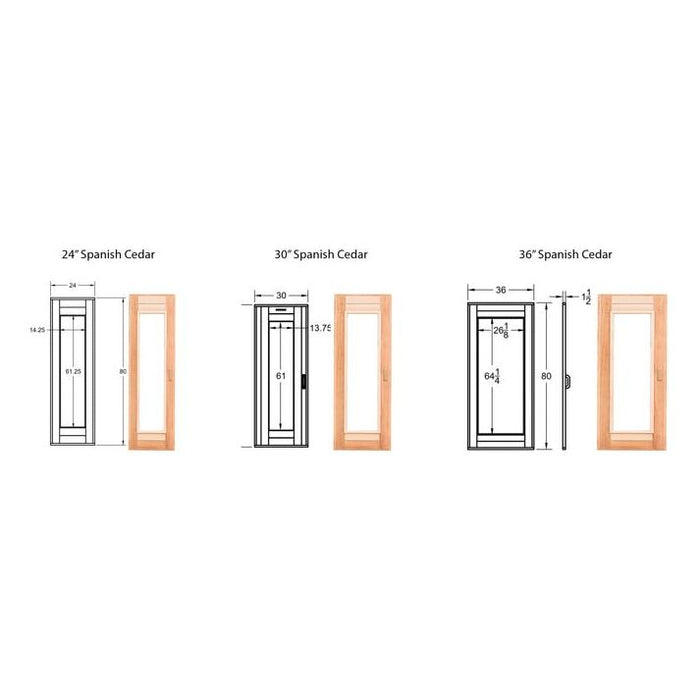 Scandia Clear Cedar Sauna Door with Insulated Glass - West Coast Saunas - SN - DOOR24 - CWRC - RH