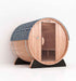 Scandia WiFi - Enabled Barrel Sauna Kit with Canopy (4' - 9' Deep) and Customizable Glass Doors - West Coast Saunas - BS64 - T
