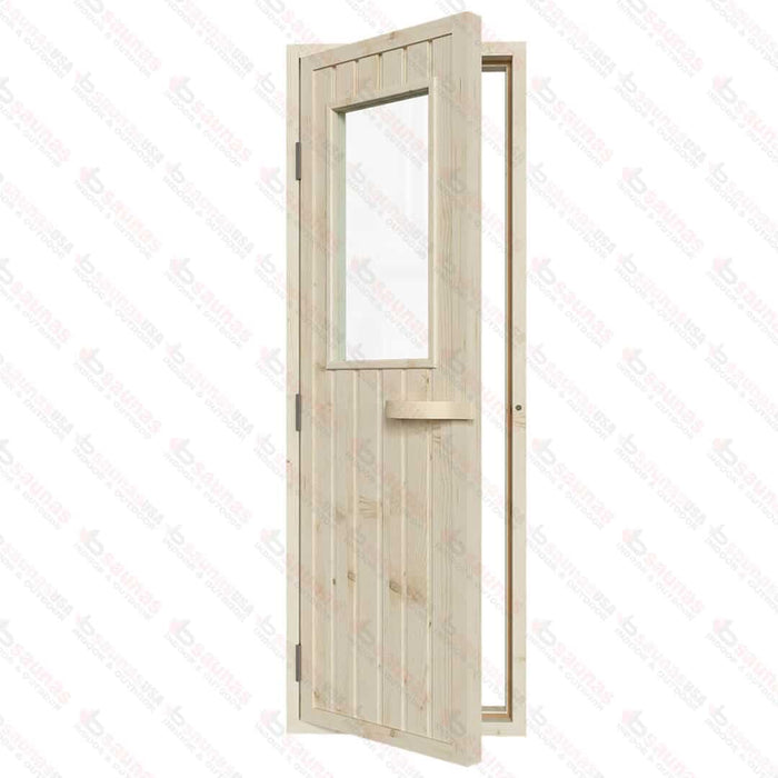 Spruce Door With Glass Window, 700×2040 mm (27 1/2″ x 80 3/8″) - West Coast Saunas - BSAUNASGWDR