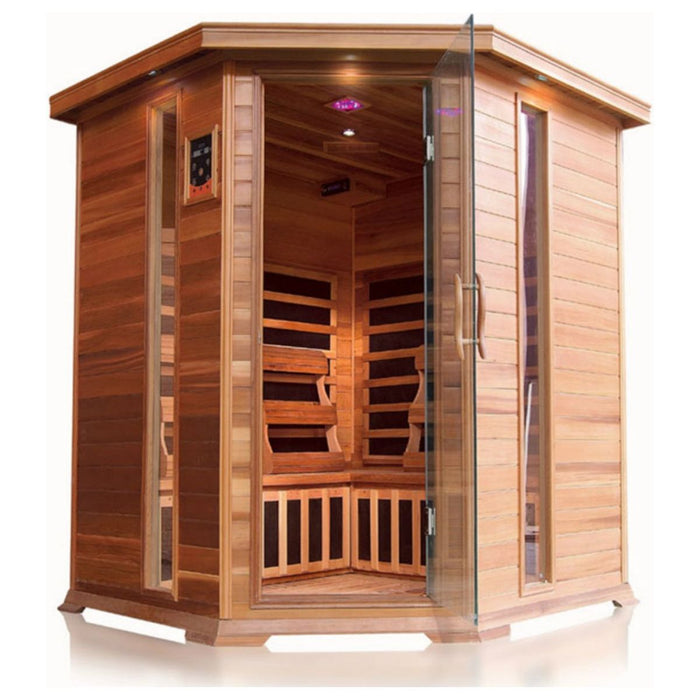 Sunray Bristol Bay 4-Person Indoor Corner Infrared Sauna - West Coast Saunas - 400KC