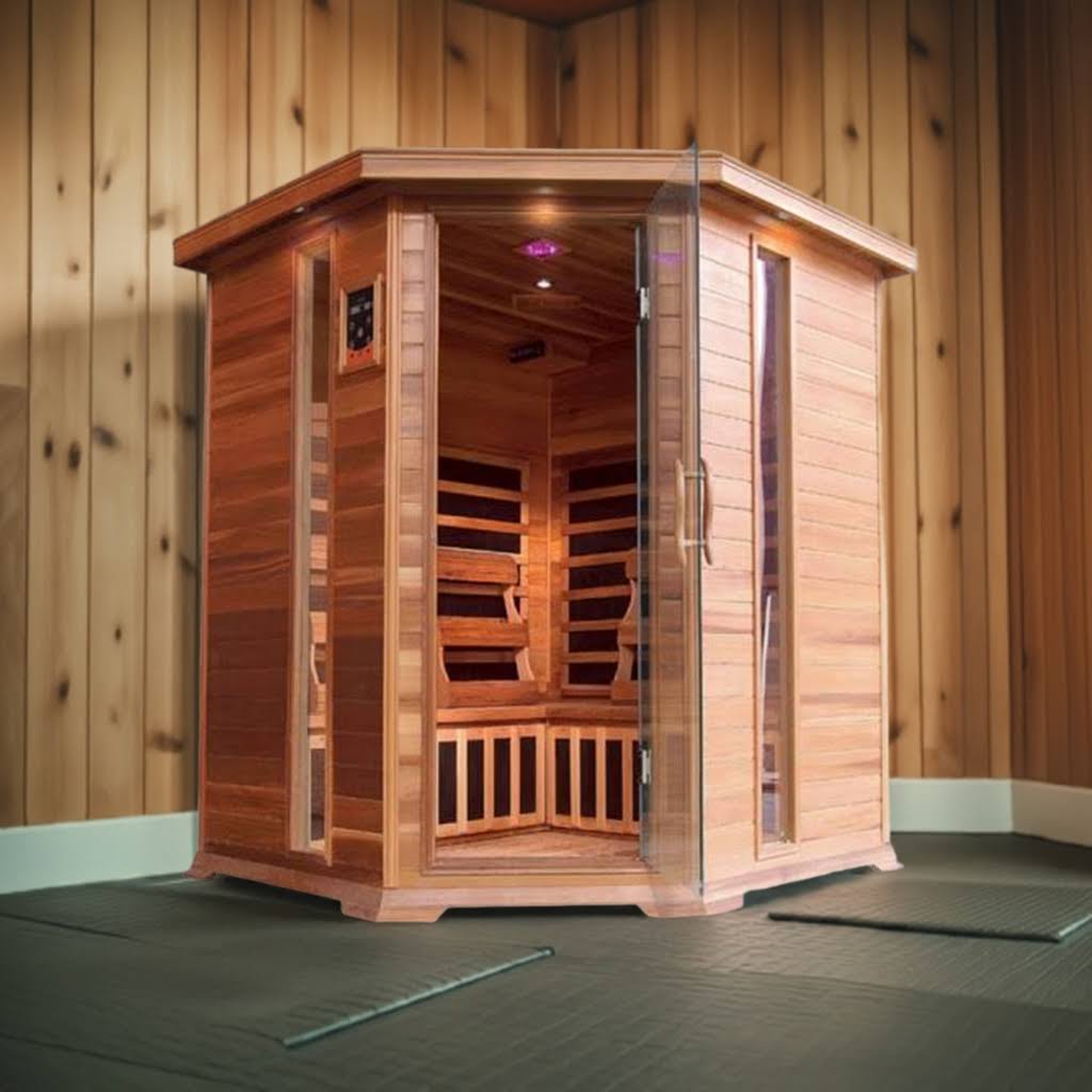 Sunray Bristol Bay 4 - Person Indoor Corner Infrared Sauna - West Coast Saunas - 400KC