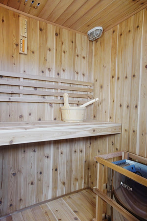 Sunray Hampton 3 Person Indoor Traditional Sauna with Double Bench - West Coast Saunas - 300TN