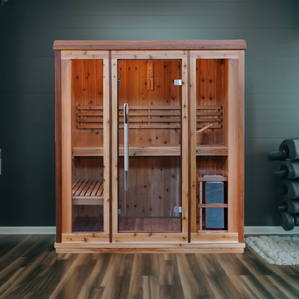 Sunray Hampton 3 Person Indoor Traditional Sauna with Double Bench - West Coast Saunas - 300TN