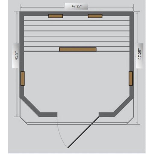 Sunray Heathrow 2-Person Indoor Infrared Dry Sauna - West Coast Saunas - 200W