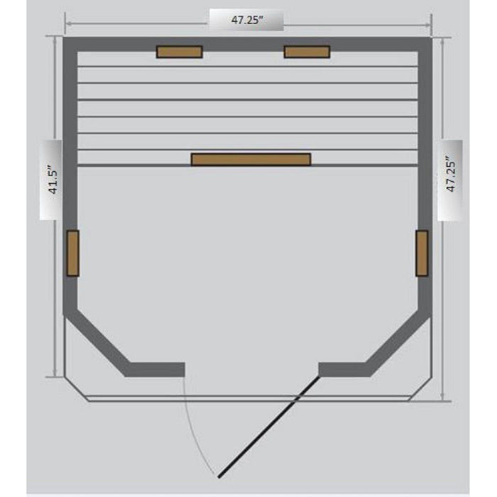 Sunray Heathrow 2-Person Indoor Infrared Dry Sauna - West Coast Saunas - 200W