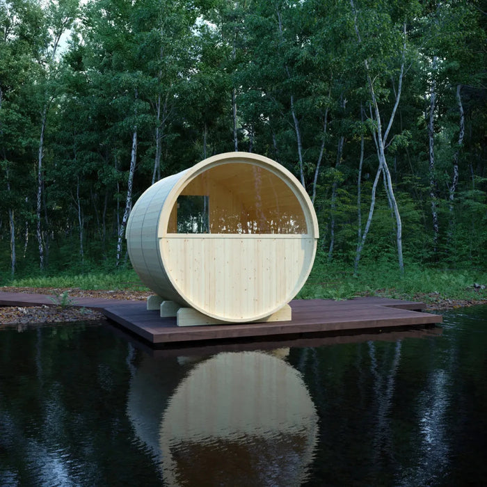 Tampere Finnish Barrel Sauna with WiFi Heater - Finnish Sauna Builders - West Coast Saunas - sku-47986467635441