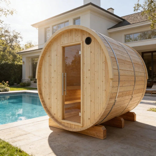 Tampere Finnish Barrel Sauna with WiFi Heater - Finnish Sauna Builders - West Coast Saunas - sku-47986467635441