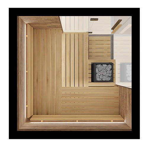 ThermaSol Astra Sauna Cabin Indoor Sauna Kit, Semi - Panoramic Glass, Up to 4 Persons - West Coast Saunas - 14-ASTRADL