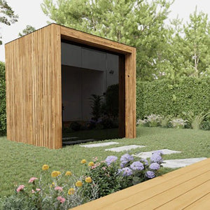 ThermaSol Fortis Sauna Cabin Fully Assembled Outdoor Sauna, Tinted Glass Front with Eave, Up to 4 Persons - West Coast Saunas - 14-FORTIS