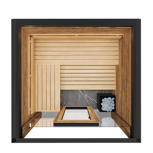 ThermaSol Fortis Sauna Cabin Fully Assembled Outdoor Sauna, Tinted Glass Front with Eave, Up to 4 Persons - West Coast Saunas - 14-FORTIS