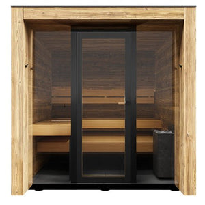 ThermaSol Fortis Sauna Cabin Fully Assembled Outdoor Sauna, Tinted Glass Front with Eave, Up to 4 Persons - West Coast Saunas - 14-FORTIS