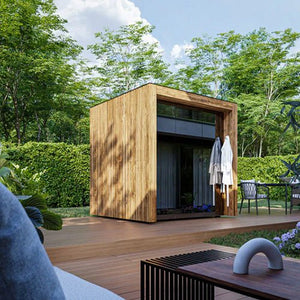 ThermaSol Fortis Sauna Cabin Fully Assembled Outdoor Sauna, Tinted Glass Front with Eave, Up to 4 Persons - West Coast Saunas - 14-FORTIS