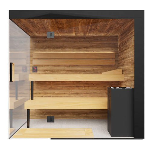 ThermaSol Lumaria Sauna Cabin Indoor Sauna Kit, Front/Side Glass, Up to 5 Persons - West Coast Saunas - 14-LUMARIAMDL