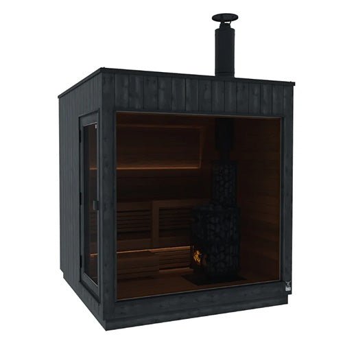 ThermaSol Nordic Misty Sauna Cabin Fully Assembled Outdoor Sauna, Modular, 2 to 5 Person - West Coast Saunas - 14-KIR-3537WB