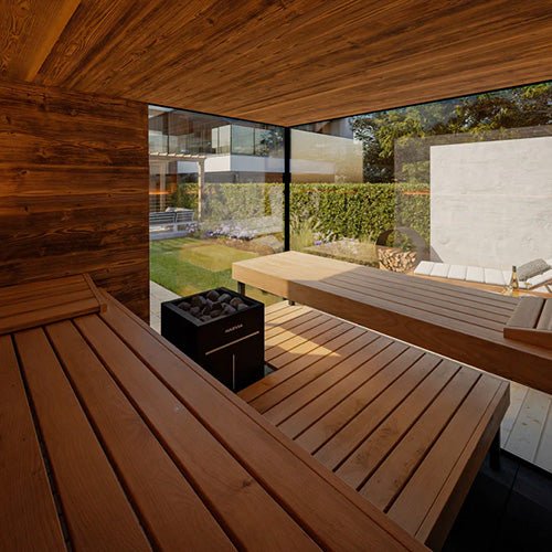 ThermaSol Ombra Sauna Cabin Fully Assembled Outdoor Sauna, Stopsol Bronze Glass, Up to 5 Persons - West Coast Saunas - 14-OMBRA