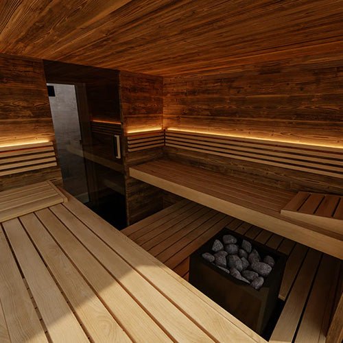 ThermaSol Ombra Sauna Cabin Fully Assembled Outdoor Sauna, Stopsol Bronze Glass, Up to 5 Persons - West Coast Saunas - 14-OMBRA