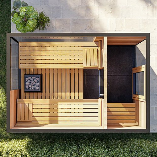 ThermaSol Ombra Sauna Cabin Fully Assembled Outdoor Sauna, Stopsol Bronze Glass, Up to 5 Persons - West Coast Saunas - 14-OMBRA