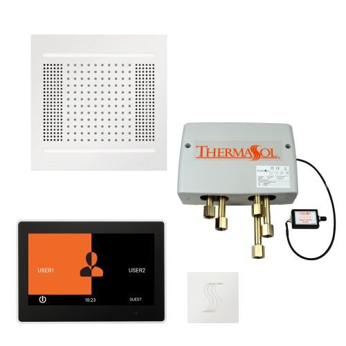 ThermaSol TT2 & HydroVive Total Wellness Package ThermaTouch2 Control, HydroVive Rainhead, SteamVection Steamhead, Digital Shower Valve - West Coast Saunas - TWPH1410US-WHT