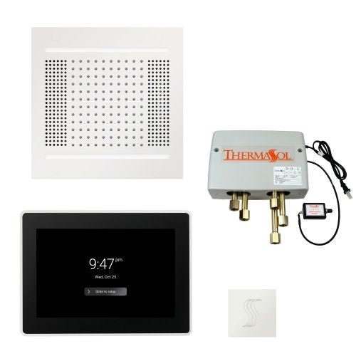 ThermaSol TT2 & HydroVive Total Wellness Package ThermaTouch2 Control, HydroVive Rainhead, SteamVection Steamhead, Digital Shower Valve - West Coast Saunas - TWPH1415US-WHT