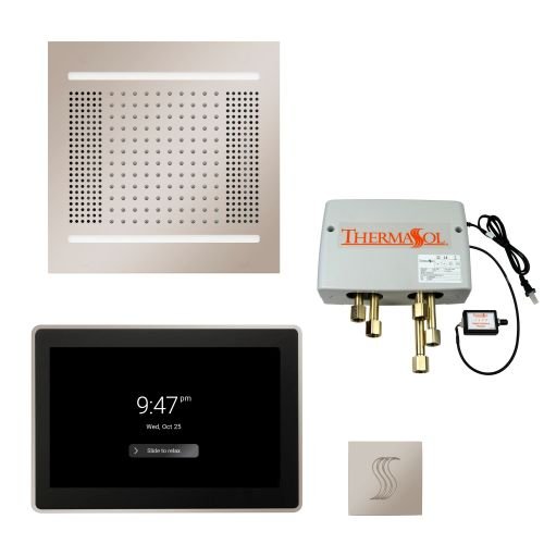 ThermaSol TT2 & HydroVive Total Wellness Package ThermaTouch2 Control, HydroVive Rainhead, SteamVection Steamhead, Digital Shower Valve - West Coast Saunas - TWPH1415US-PN