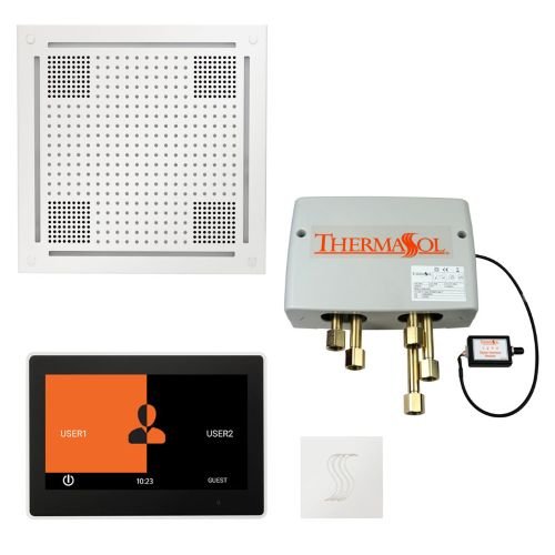 ThermaSol TT2 & HydroVive Total Wellness Package ThermaTouch2 Control, HydroVive Rainhead, SteamVection Steamhead, Digital Shower Valve - West Coast Saunas - TWPH10US-WHT