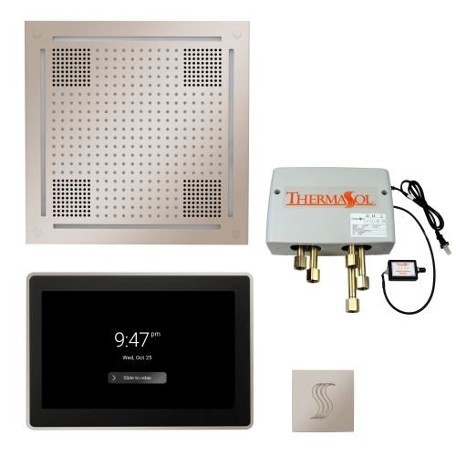 ThermaSol TT2 & HydroVive Total Wellness Package ThermaTouch2 Control, HydroVive Rainhead, SteamVection Steamhead, Digital Shower Valve - West Coast Saunas - TWPH15US-PN