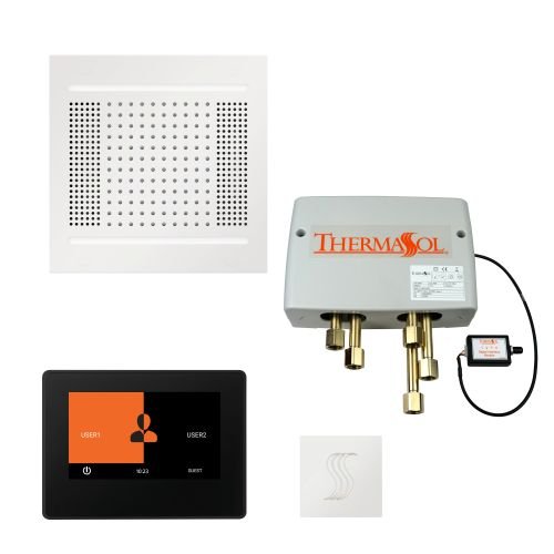 ThermaSol TT2 & HydroVive Total Wellness Package ThermaTouch2 Control, HydroVive Rainhead, SteamVection Steamhead, Digital Shower Valve - West Coast Saunas - TWPH147S-WHT