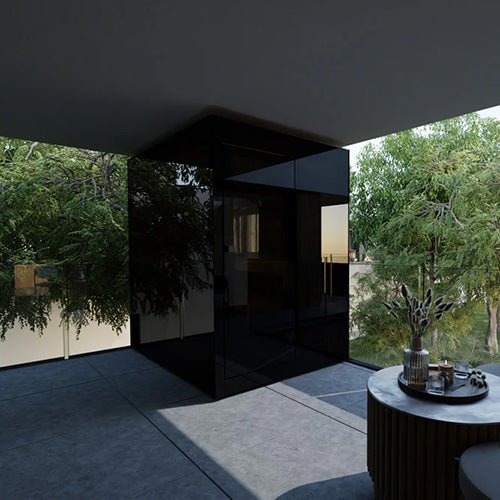 ThermaSol Vera Sauna Cabin Fully Assembled Outdoor Sauna, Tinted Parsol Glass, Up to 3 Persons - West Coast Saunas - 14-VERADL