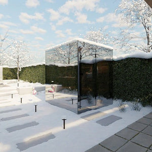 ThermaSol Vue Sauna Cabin Fully Assembled Outdoor Sauna, Mirrored Glass, Up to 4 Persons - West Coast Saunas - 14-VUEDL