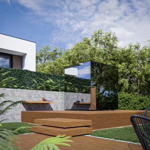 ThermaSol Vue Sauna Cabin Fully Assembled Outdoor Sauna, Mirrored Glass, Up to 4 Persons - West Coast Saunas - 14-VUEDL