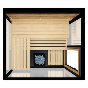 ThermaSol Vue Sauna Cabin Fully Assembled Outdoor Sauna, Mirrored Glass, Up to 4 Persons - West Coast Saunas - 14-VUEDL