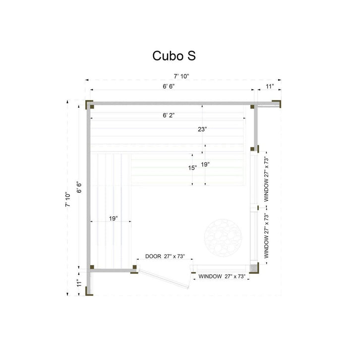 Thermowood 4 to 6 Person Cube Sauna Kit - Cubo S - West Coast Saunas - BS - CUBO - S