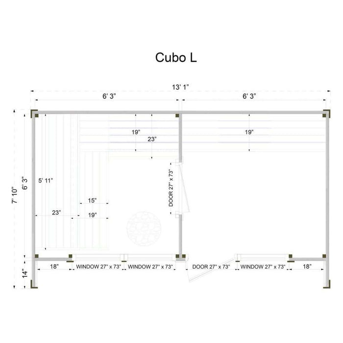 Thermowood 5 Person Two Room Cube Sauna Kit - Cubo L - West Coast Saunas - BS - CUBO - L