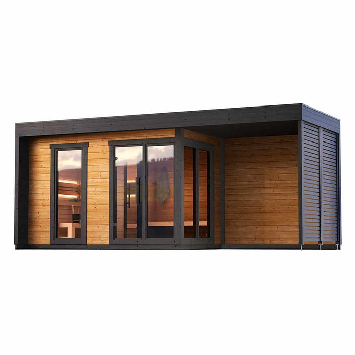 Thermowood 5 Person Two Room Cube Sauna Kit w/Outdoor Area - Cubo L Plus - West Coast Saunas - BS - CUBO - L - PLS