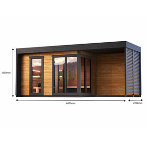 Thermowood 5 Person Two Room Cube Sauna Kit w/Outdoor Area - Cubo L Plus - West Coast Saunas - BS - CUBO - L - PLS