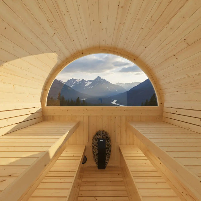 Turku Finnish Barrel Sauna with Terrace and WiFi Heater - Finnish Sauna Builders - West Coast Saunas - sku-47595062264049