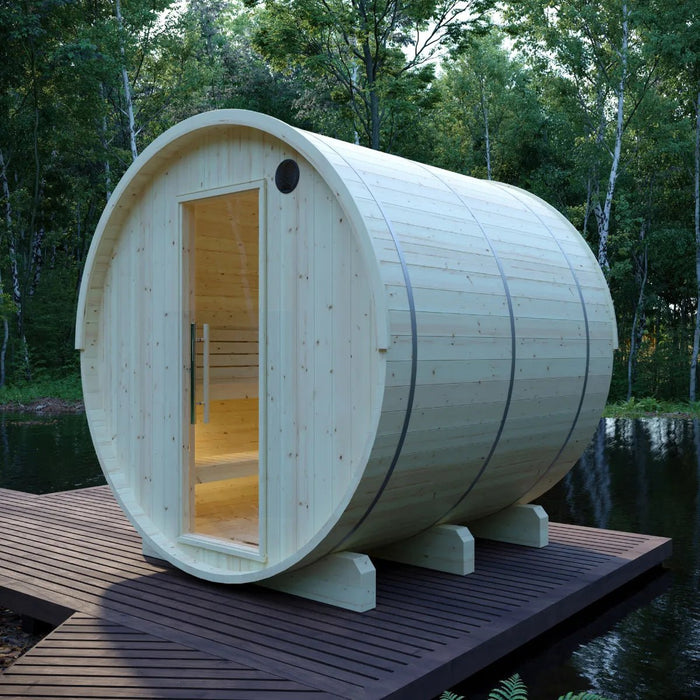 Vassa Finnish Barrel Sauna with WiFi Heater - Finnish Sauna Builders - West Coast Saunas - sku-47986444632305