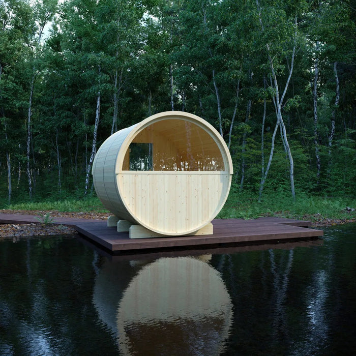 Vassa Finnish Barrel Sauna with WiFi Heater - Finnish Sauna Builders - West Coast Saunas - sku-47986444632305