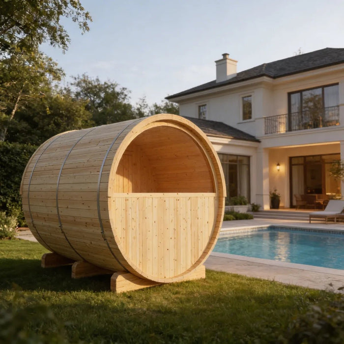 Vassa Finnish Barrel Sauna with WiFi Heater - Finnish Sauna Builders - West Coast Saunas - sku-47986444632305