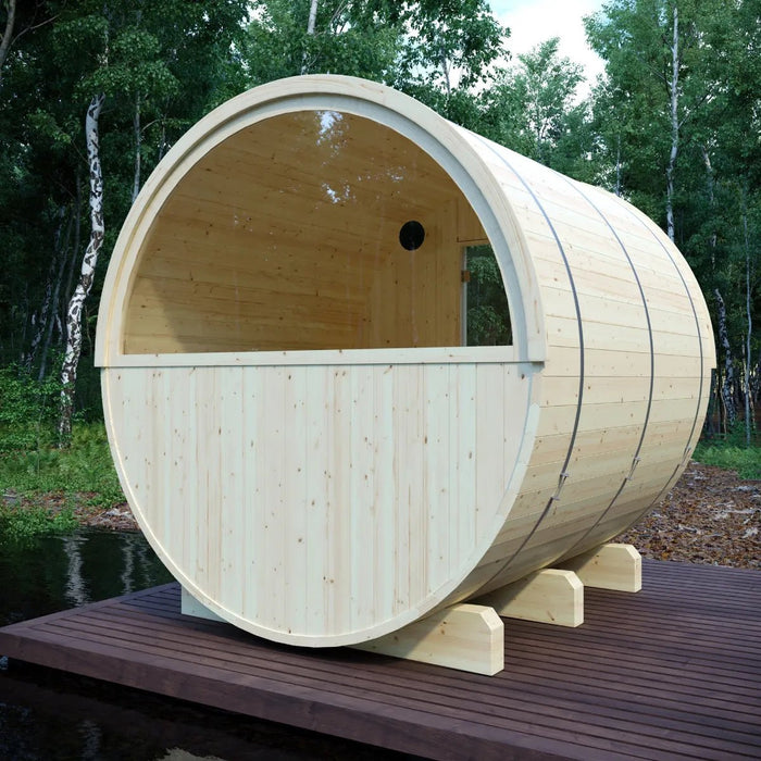 Vassa Finnish Barrel Sauna with WiFi Heater - Finnish Sauna Builders - West Coast Saunas - sku-47986444632305