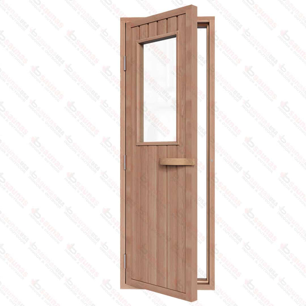 Western Red Cedar Door With Glass Window, 700x2040mm (27 1/2″ x 80 1/2″) - West Coast Saunas - BSAURCDWWRH